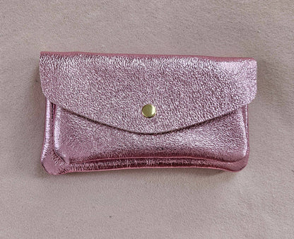 Monedero de cuero de vaqueta con doble bolsillo Canguro
