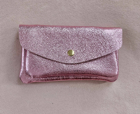 Monedero de cuero de vaqueta con doble bolsillo Canguro