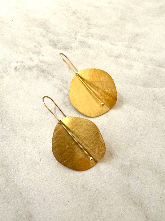 Pendientes de acero inoxidable dorado cepillado Ping