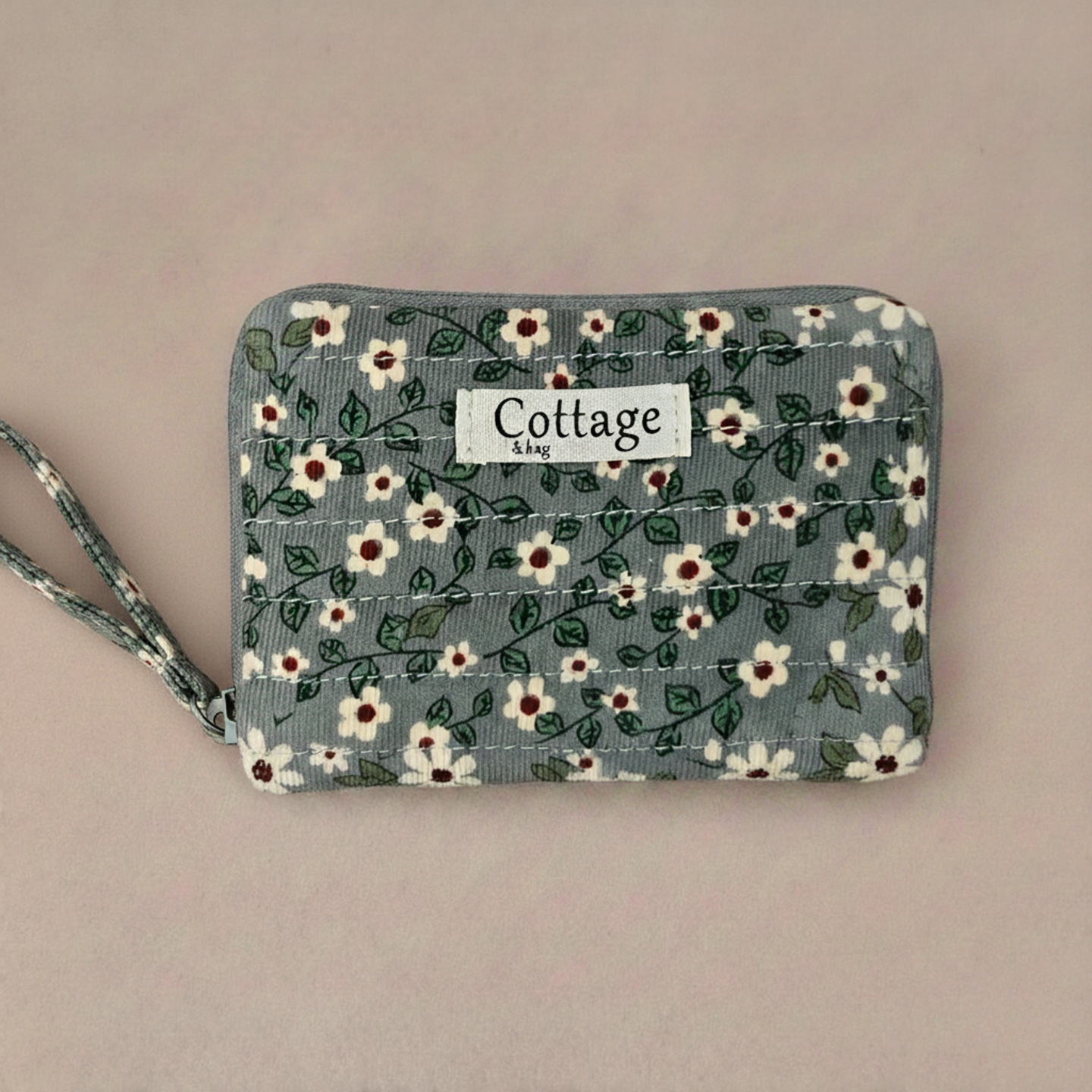 Porta joyas 100 % algodón con diseños florales y de leopardo: Pequeña blanca azul