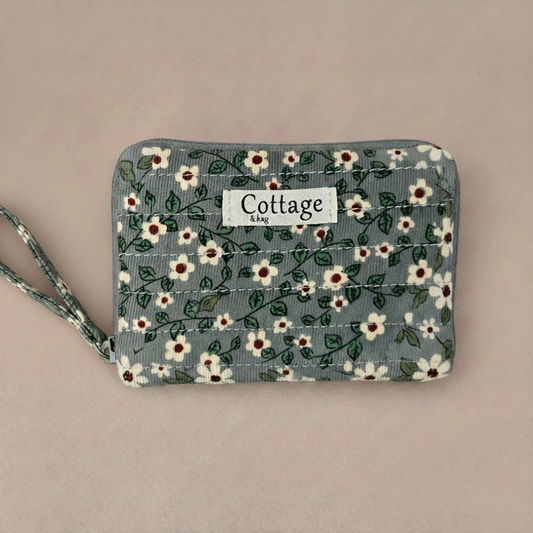 Porta joyas 100 % algodón con diseños florales y de leopardo: Pequeña blanca azul