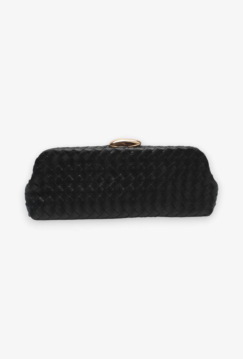 Clutch largo, trenzado, con bandolera de cadena