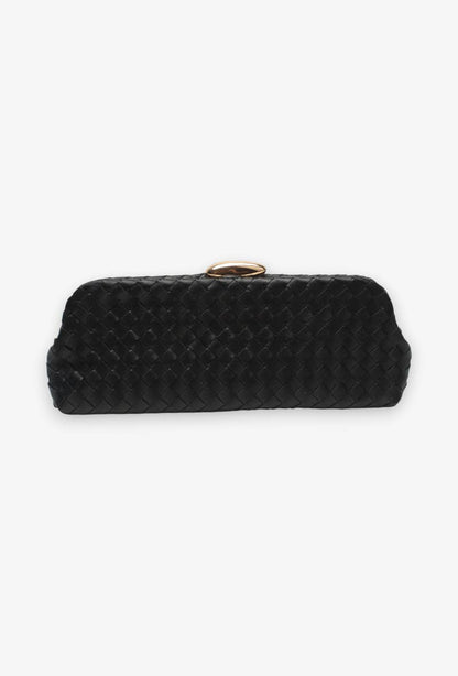 Clutch largo, trenzado, con bandolera de cadena