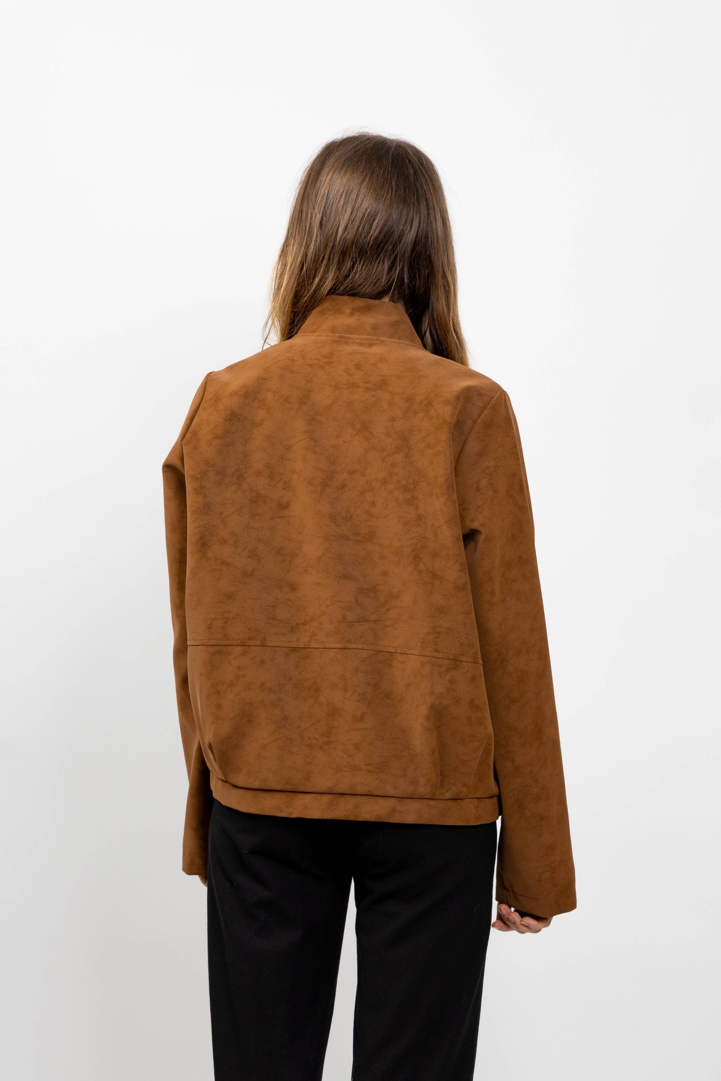 CHAQUETA EFECTO ANTE IMPERMEABLE: Camello