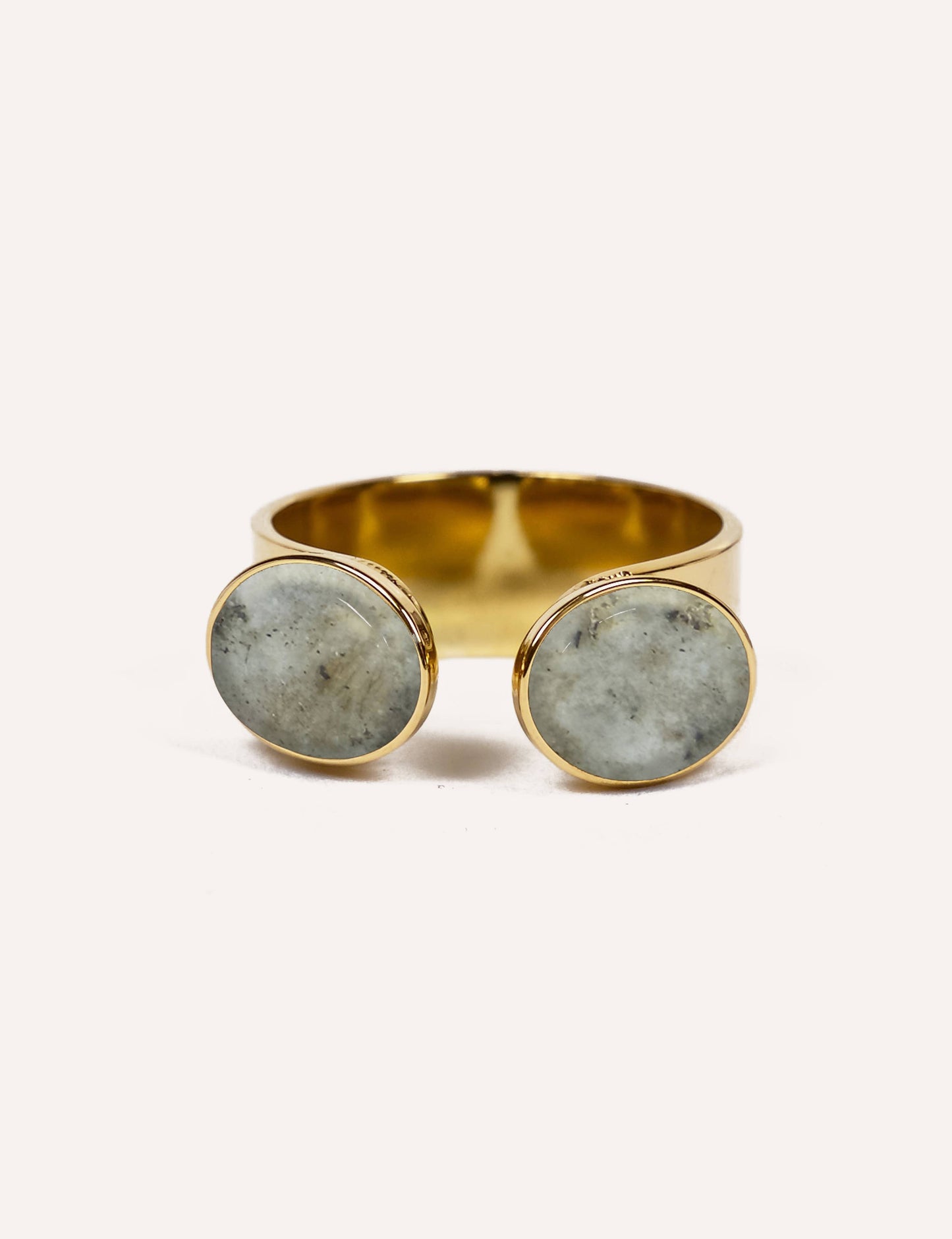 Anillo de acero inoxidable con puntos dobles: Ágata