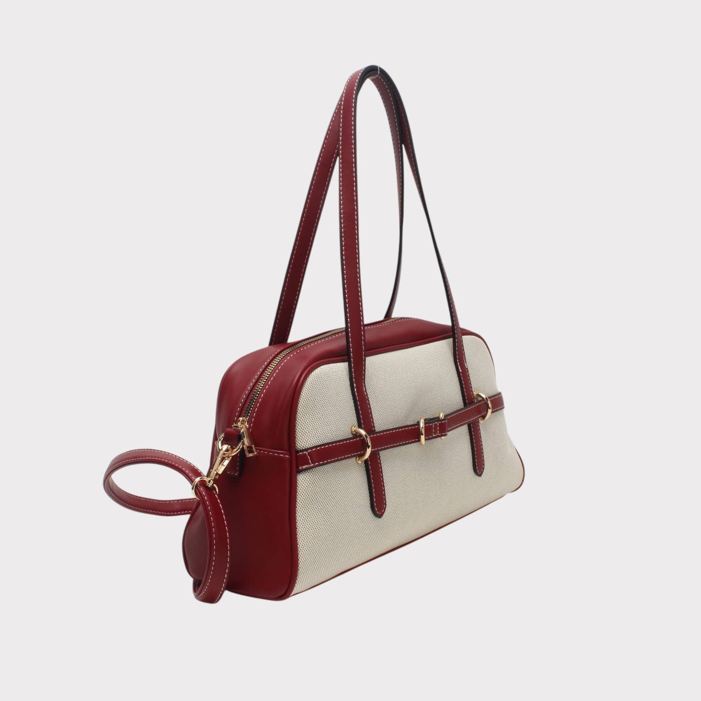 Bolso bandolera largo con hebilla decorativa dorada: Púrpura Roja