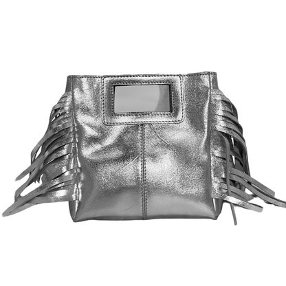 Bolso de Cuero Metálico Marion NEGRO
