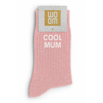Calcetines con Lentejuelas con Mensaje "Cool Mum" - Rosa