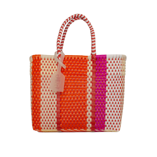 Cesta pequeña de plástico reciclado multicolor rojo PREVENTA