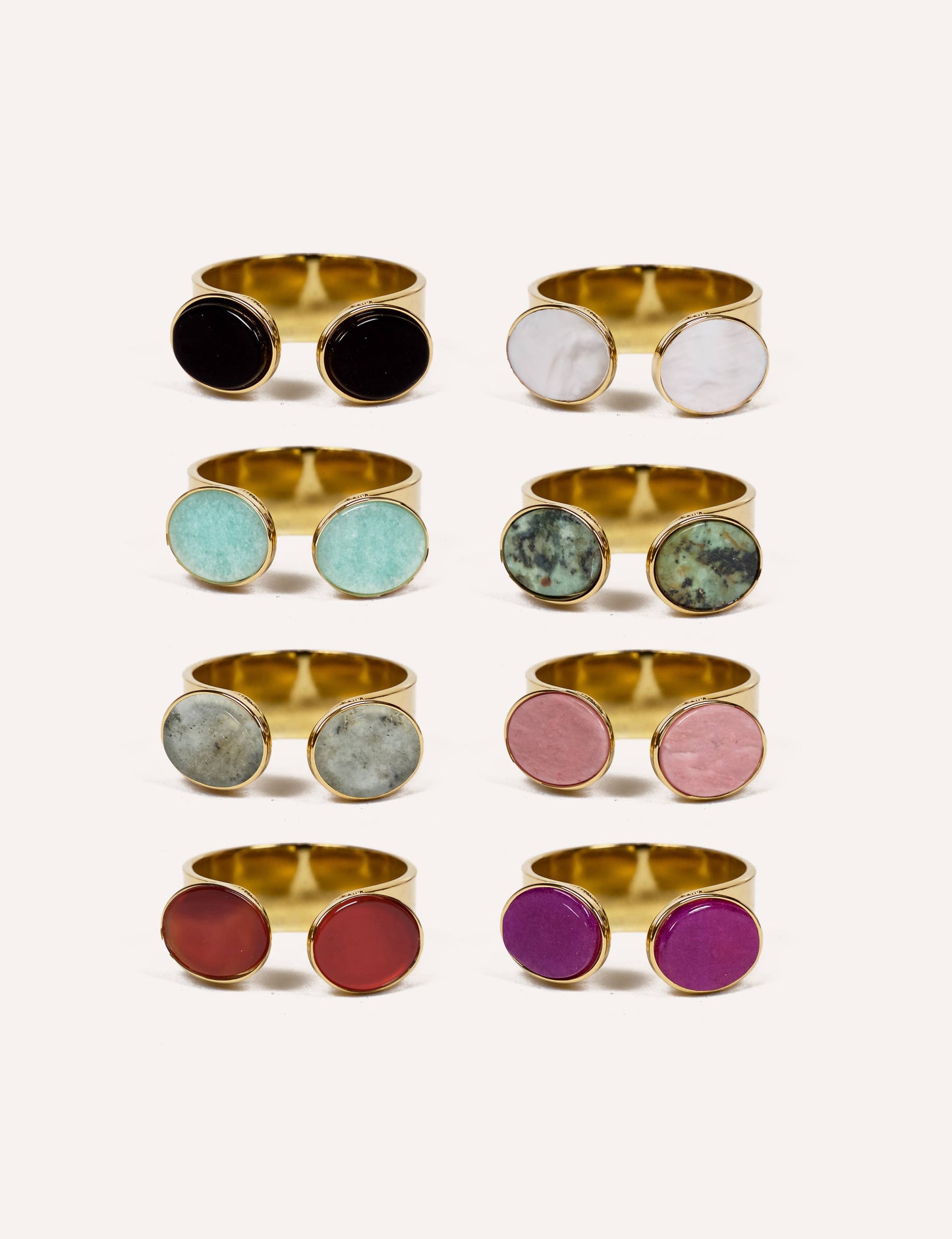 Anillo de acero inoxidable con puntos dobles: Ágata