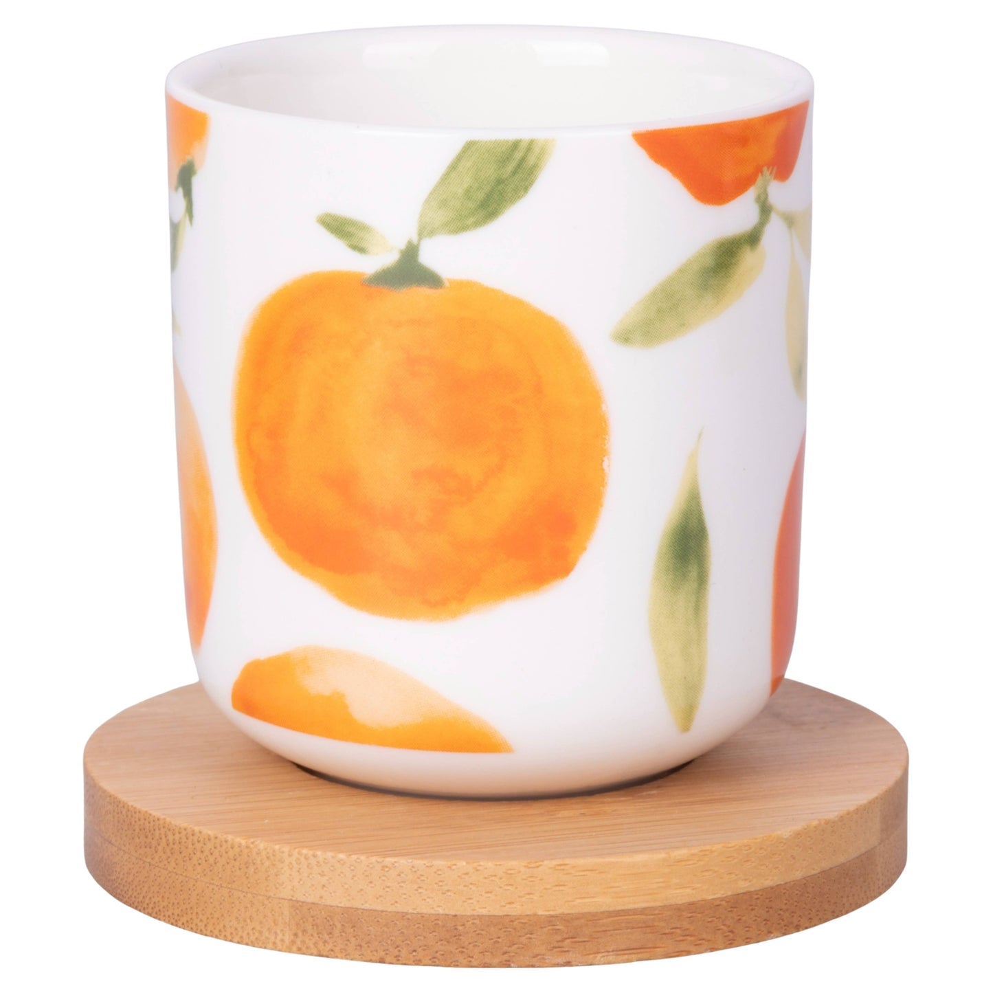 Set de Vida de Frutas 4 Tazas de Café/platillo Bambú 110