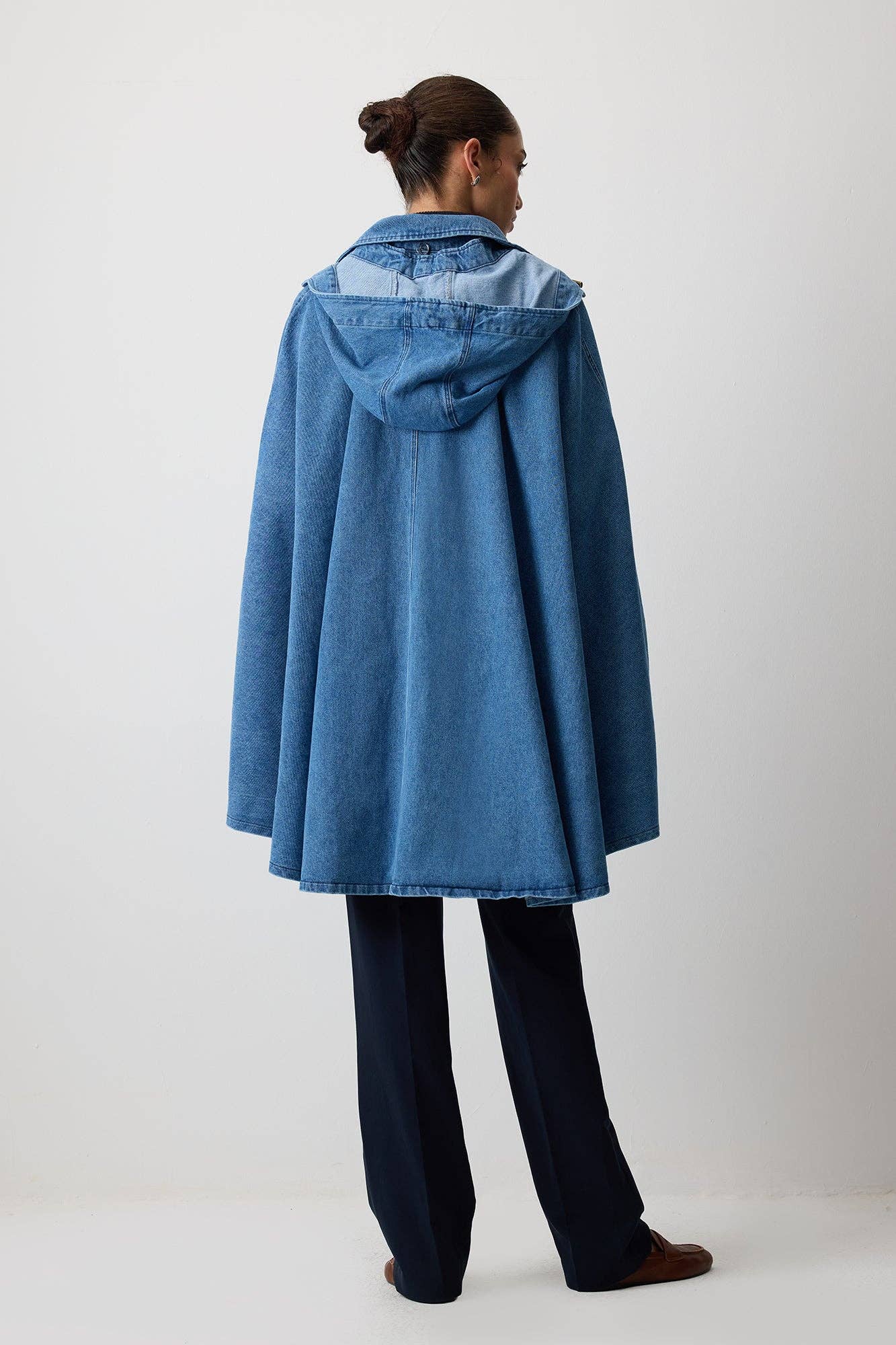 PONCHO VAQUERO CON CAPUCHA: Denim