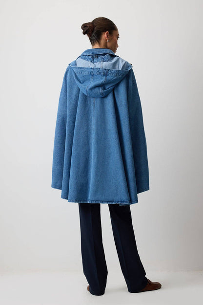 PONCHO VAQUERO CON CAPUCHA: Denim