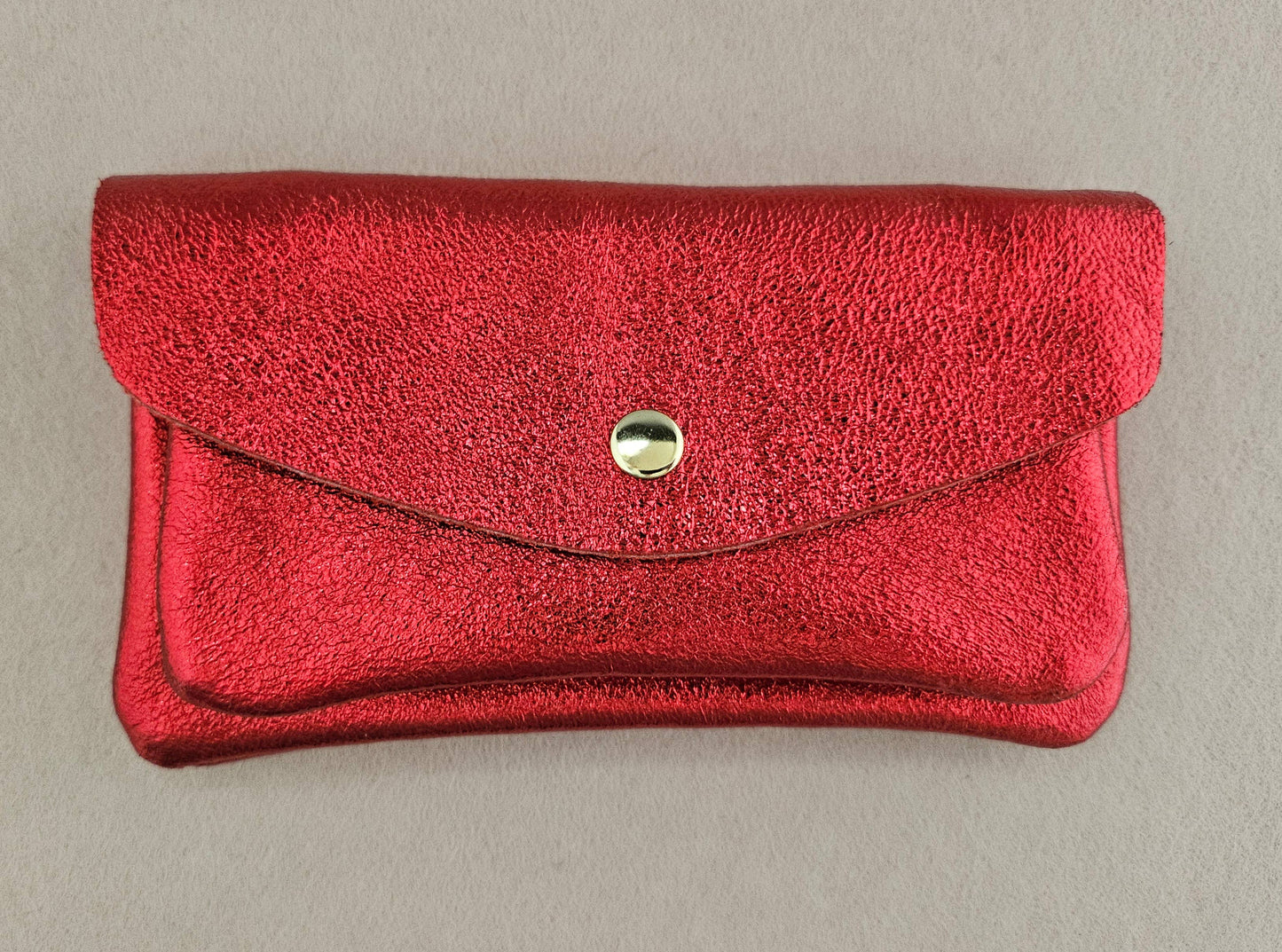 Monedero de cuero de vaqueta con doble bolsillo Canguro