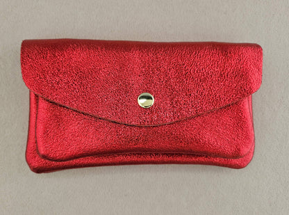 Monedero de cuero de vaqueta con doble bolsillo Canguro
