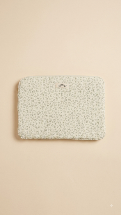 Funda para portátil de algodón: Bouquet coloré taupe