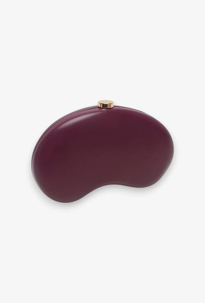 Bolso pochette, rígido, cierre de clip, forma de media luna