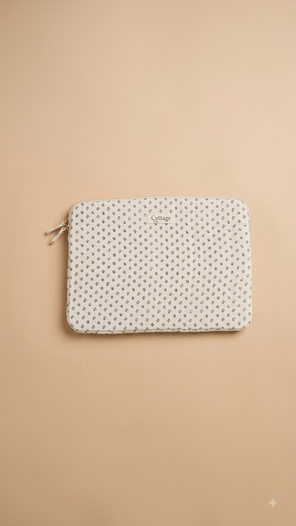 Funda para portátil de algodón: Bouquet coloré taupe